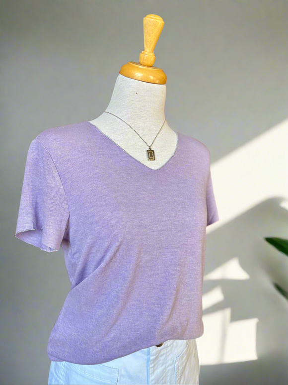 Emma V-Neck Knit Top - Lavender