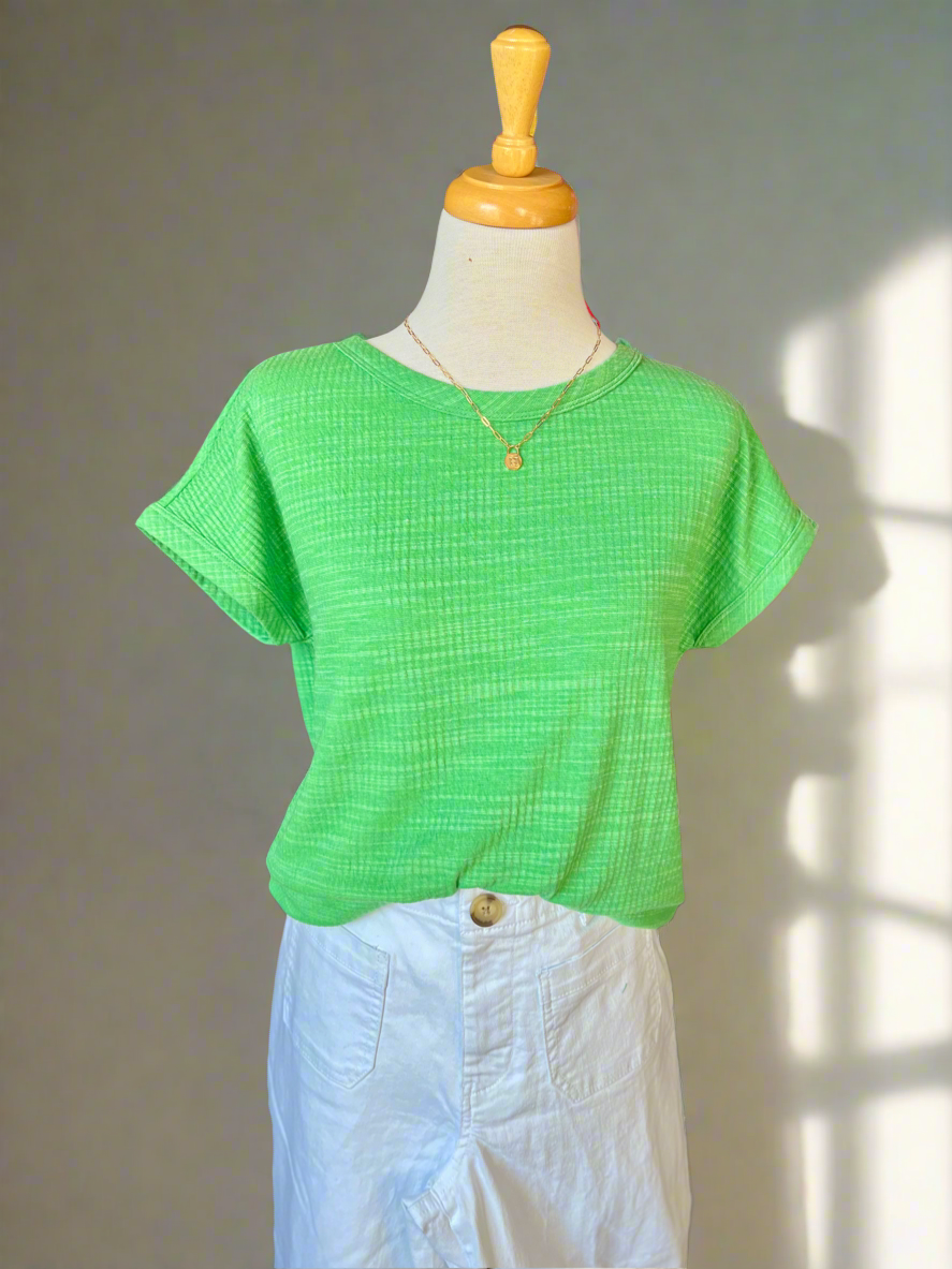 Kelly Green Crew Neck Short Sleeve Top