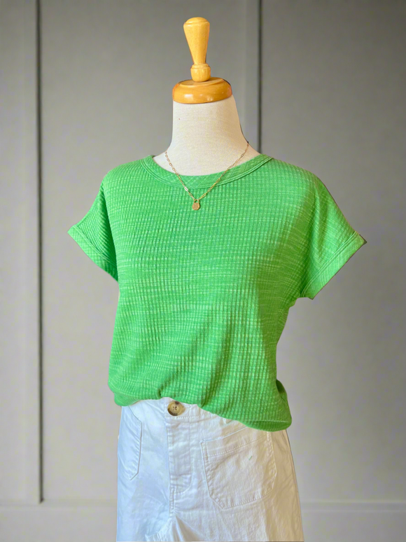 Kelly Green Crew Neck Short Sleeve Top