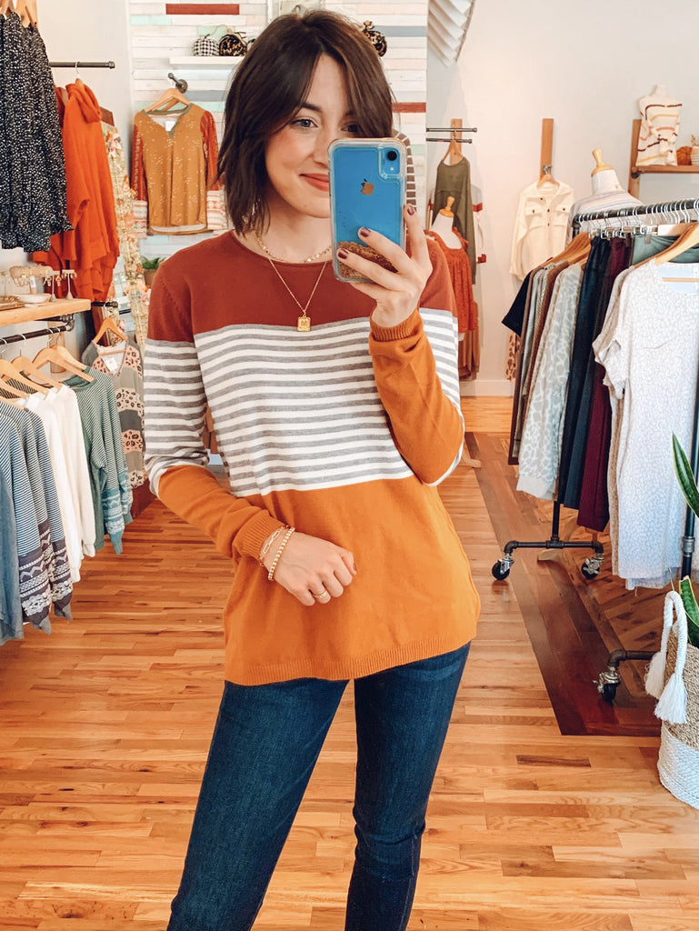 Autumn Color Block Light Weight Sweater-sweater-Carolyn Jane's Jewelry