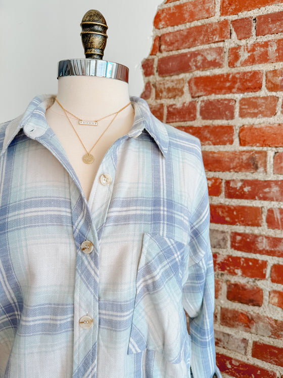 Bailey Button Up Flannel Plaid Top-Top-Carolyn Jane's Jewelry