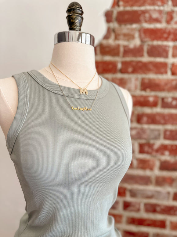 CC Essential Ribbed Tank in Sage-Carolyn Jane's Jewelry