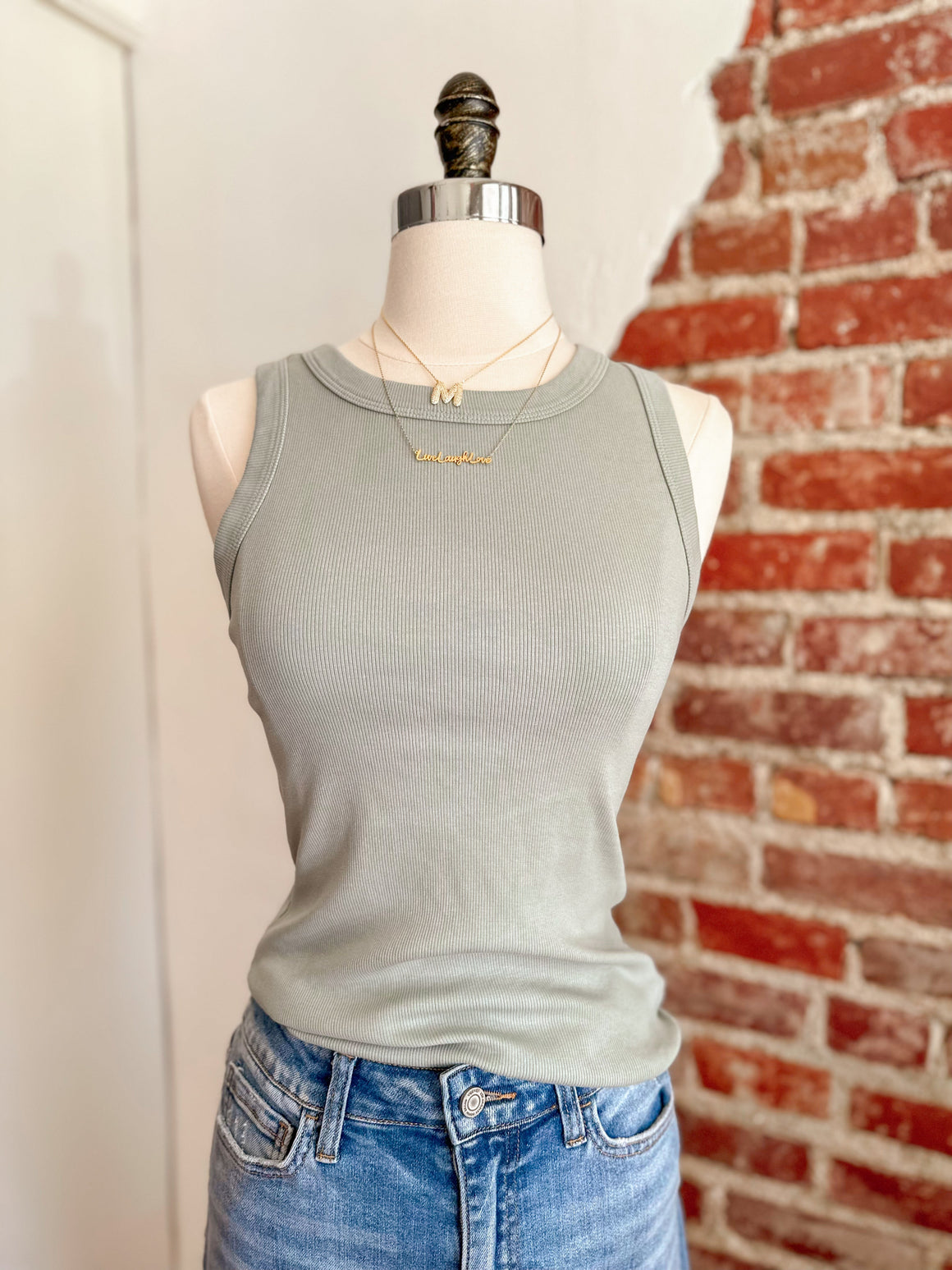 CC Essential Ribbed Tank in Sage-Carolyn Jane's Jewelry