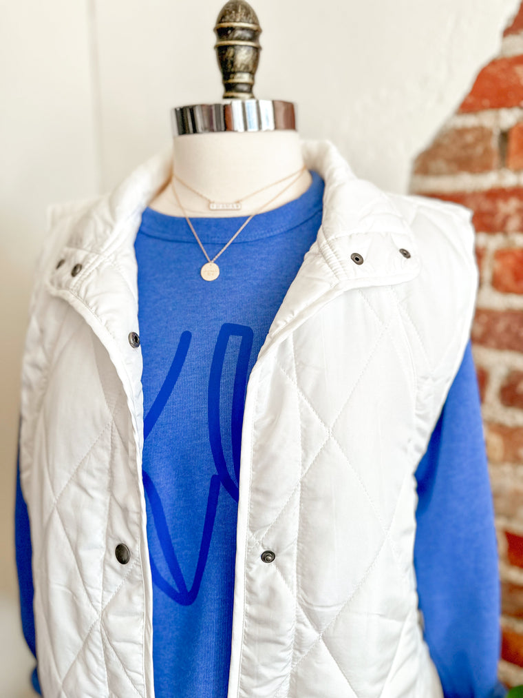 CC Quilted Puffer Vest in White-vest-Carolyn Jane's Jewelry