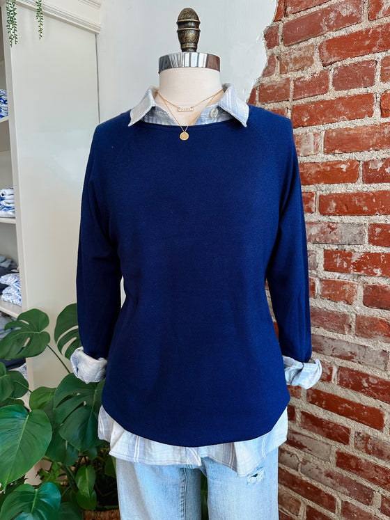 CC's Favorite Boat Neck Top in Navy-Carolyn Jane's Jewelry
