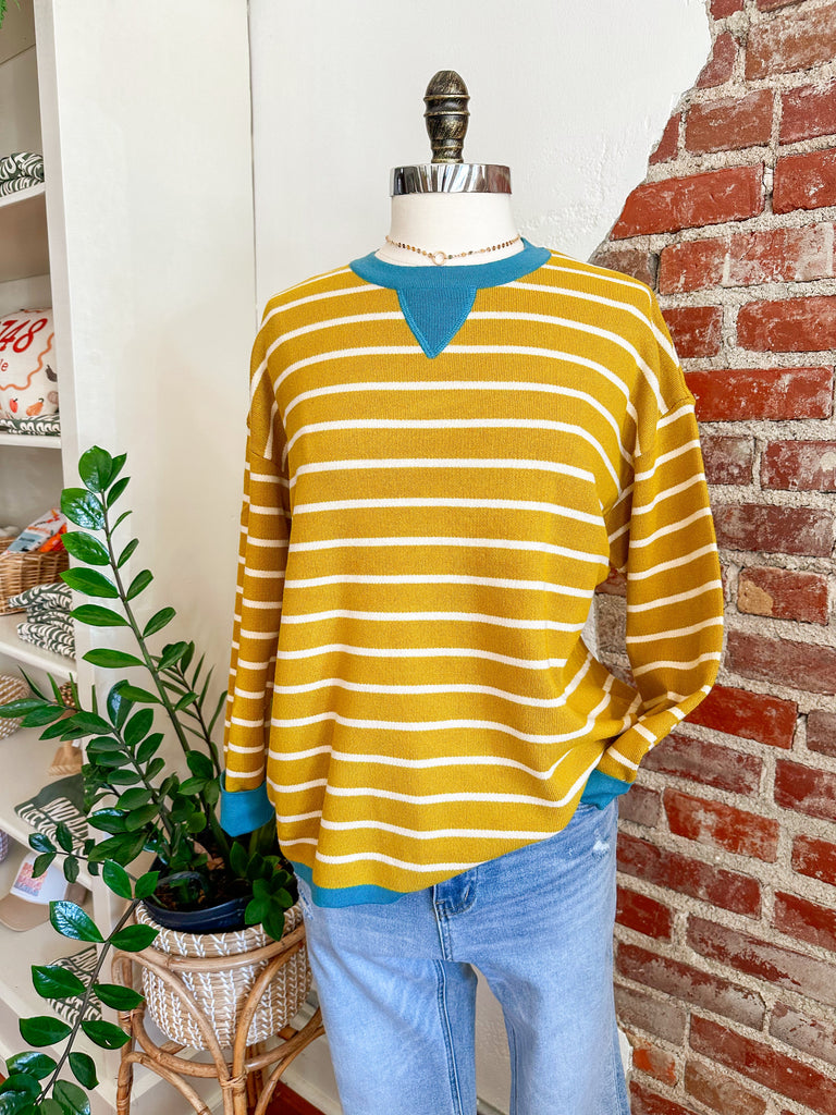 Callie Oversized Striped Crewneck Pullover - Citrus-sweater-Carolyn Jane's Jewelry