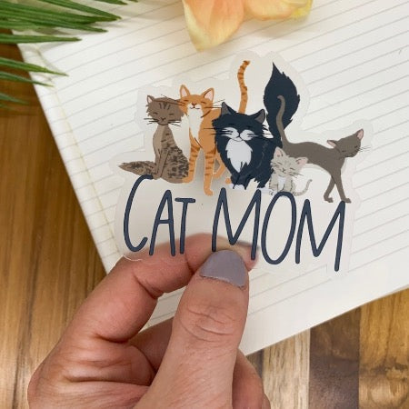 Cat Mom Clear Vinyl Sticker-Watch Stickers & Decals-Carolyn Jane's Jewelry