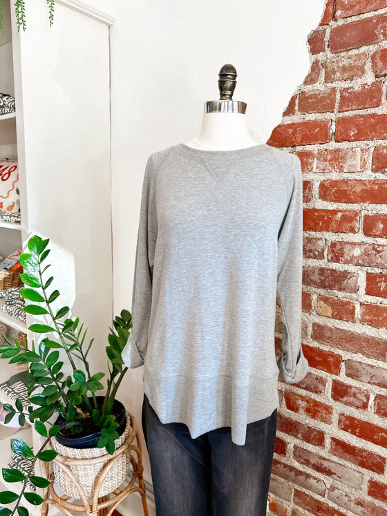 Charlie Light Weight Casual Top - Heather Grey-top-Carolyn Jane's Jewelry