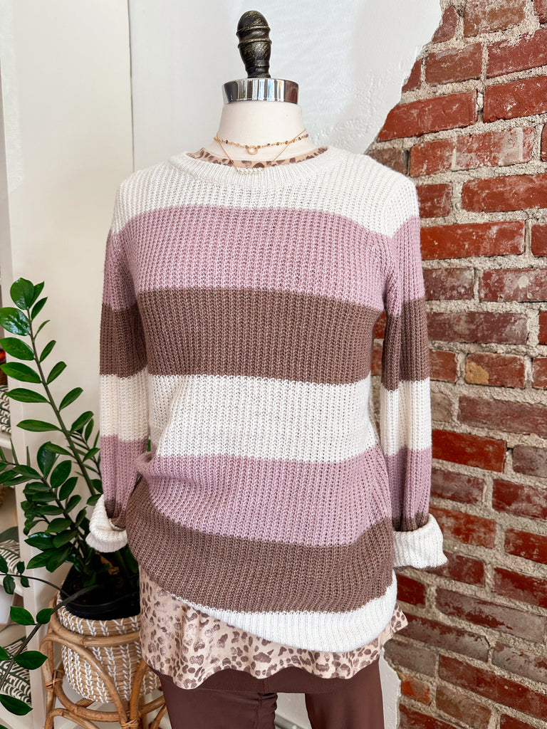 Charlie Striped Knit Pullover Sweater - Multi-sweater-Carolyn Jane's Jewelry