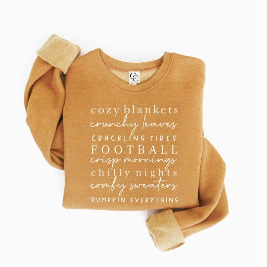 Cozy Blankets Fall Sweatshirt - Heather Mustard-Sweatshirt-Carolyn Jane's Jewelry