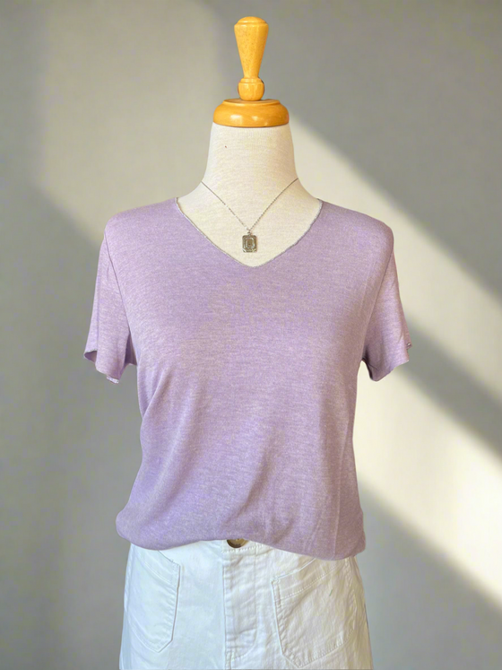 Emma V-Neck Knit Top - Lavender