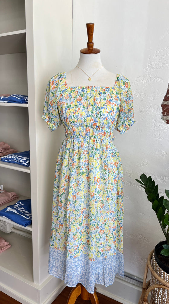 Faith Floral Square Neck Midi Dress-Dress-Carolyn Jane's Jewelry
