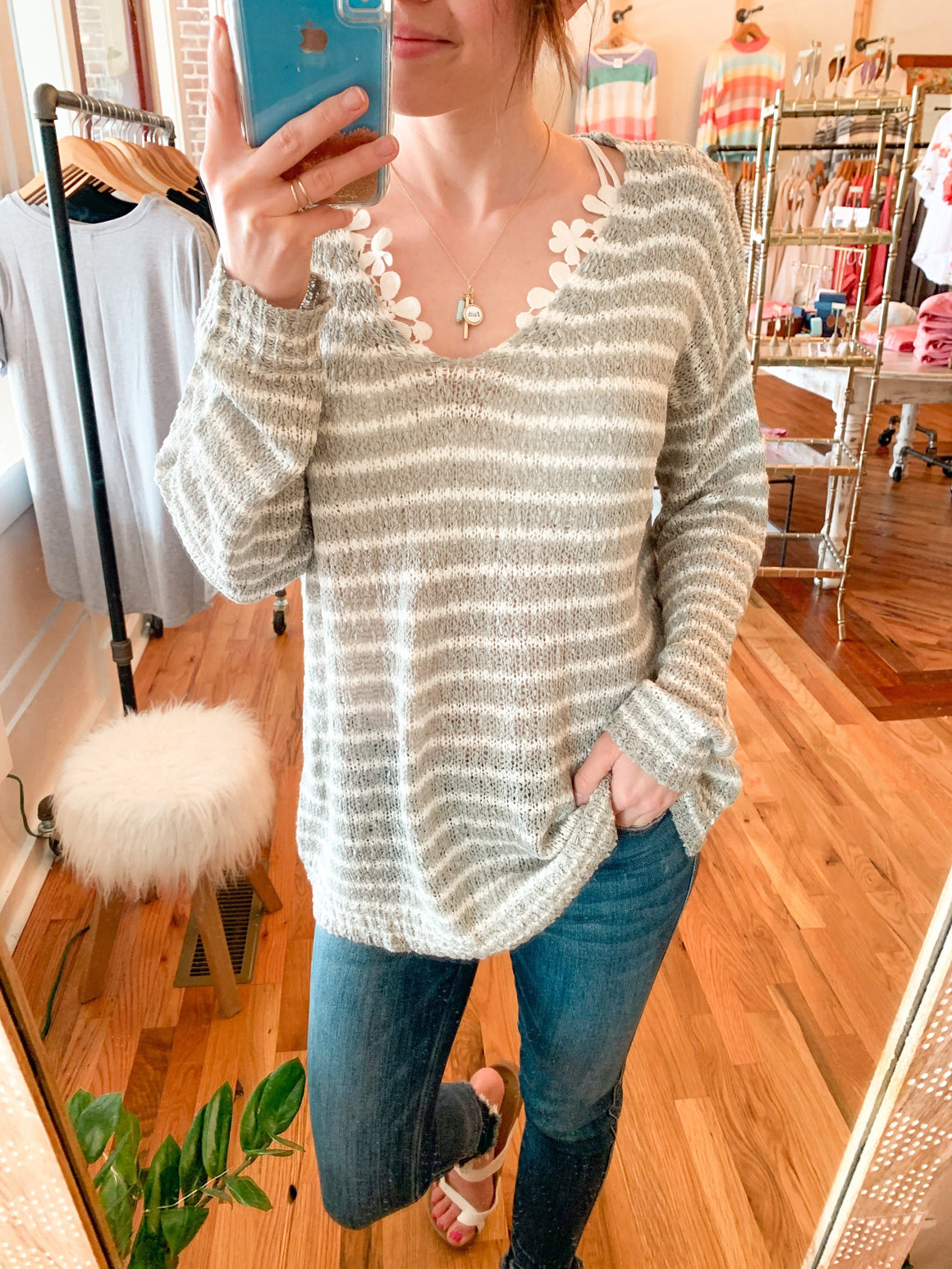 Feels Like Home Striped Spring Knit-Carolyn Jane's Jewelry