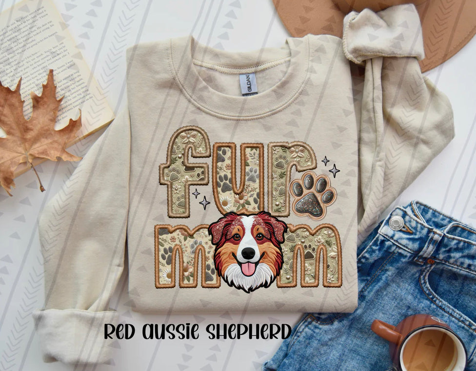 Fur Mom Aussie Shepherd Dog Sweatshirt - Natural Stone-Sweatshirt-Carolyn Jane's Jewelry
