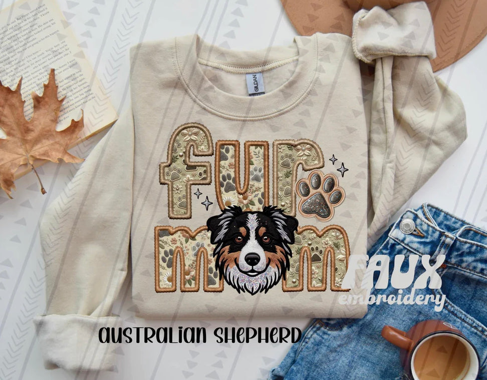 Fur Mom Aussie Shepherd Dog Sweatshirt - Natural Stone-Sweatshirt-Carolyn Jane's Jewelry