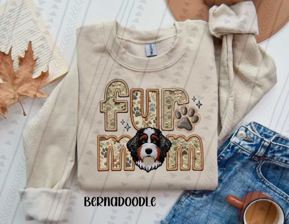 Fur Mom Bernadoodle Dog Sweatshirt - Natural Stone-Sweatshirt-Carolyn Jane's Jewelry