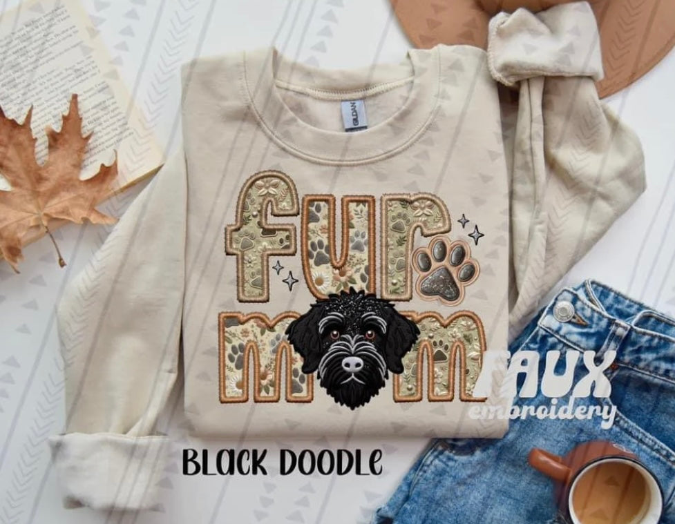 Fur Mom Black Doodle Dog Sweatshirt - Natural Stone (Option 1)-Sweatshirt-Carolyn Jane's Jewelry