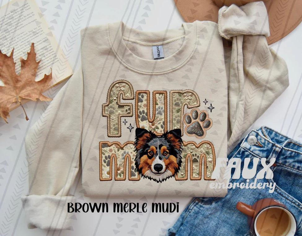 Fur Mom Brown Merle Music Dog Sweatshirt - Natural Stone-Sweatshirt-Carolyn Jane's Jewelry