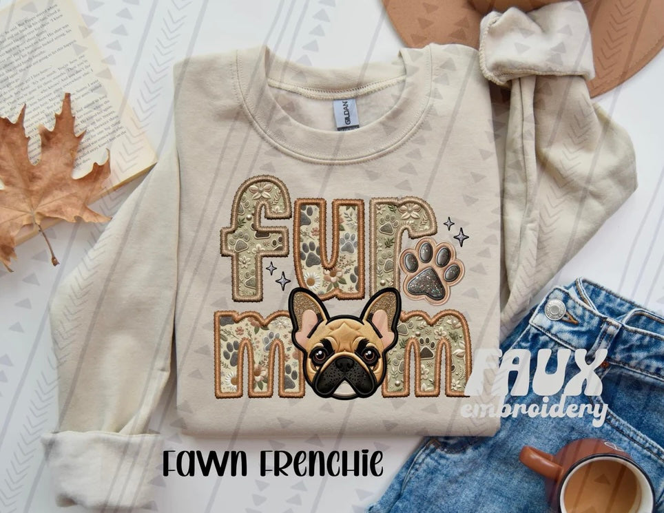 Fur Mom Fawn Frenchie Dog Sweatshirt - Natural Stone-Sweatshirt-Carolyn Jane's Jewelry
