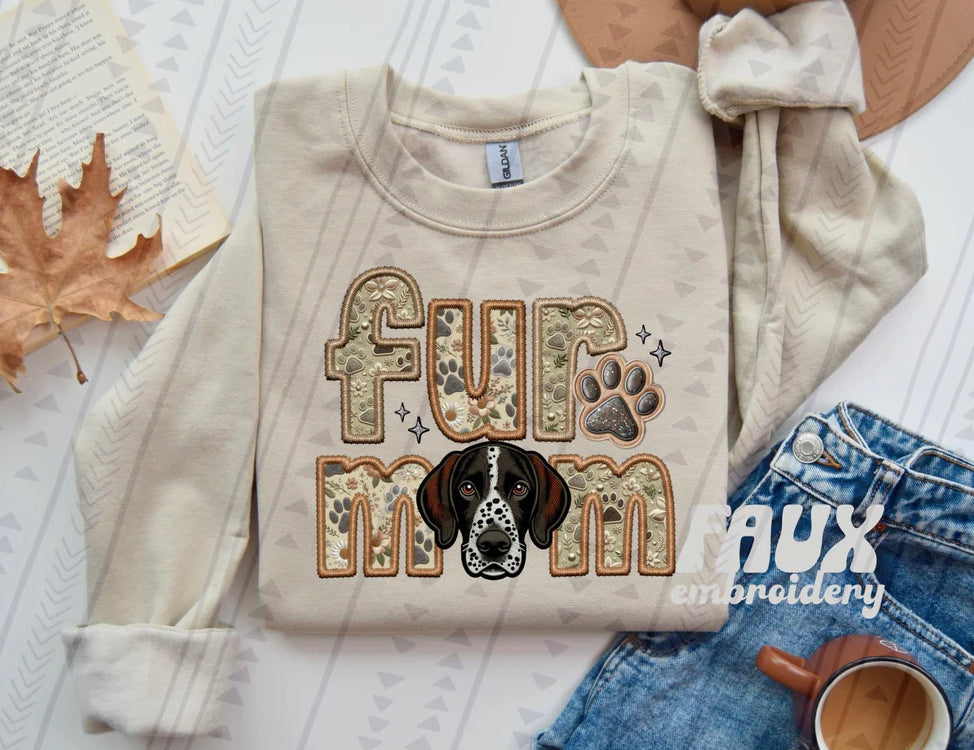 Fur Mom German Pointer Dog Sweatshirt - Natural Stone-Sweatshirt-Carolyn Jane's Jewelry