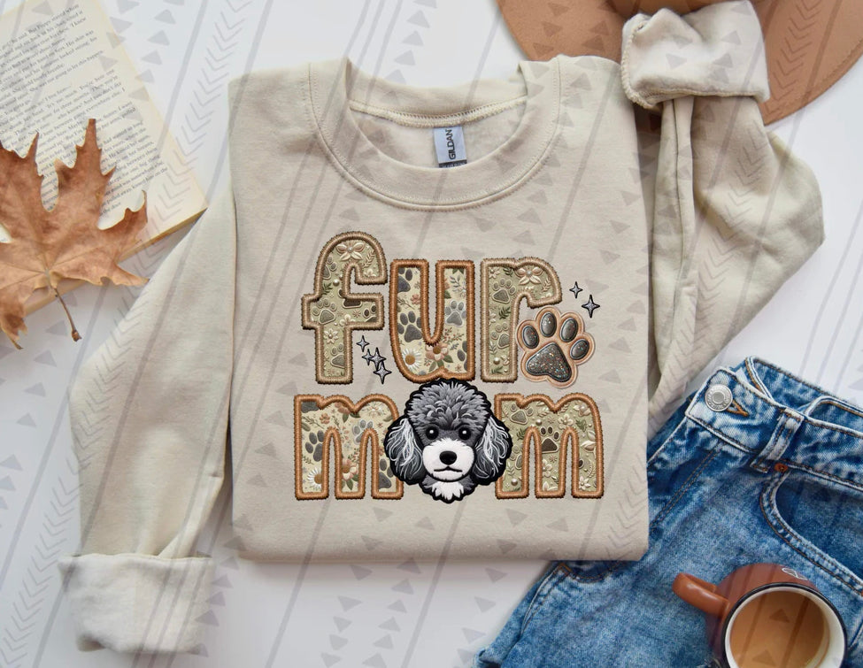 Fur Mom Grey/White Toy Poodle Dog Sweatshirt - Natural Stone-Sweatshirt-Carolyn Jane's Jewelry