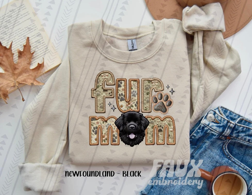 Fur Mom Newfoundland Dog Sweatshirt - Natural Stone-Sweatshirt-Carolyn Jane's Jewelry