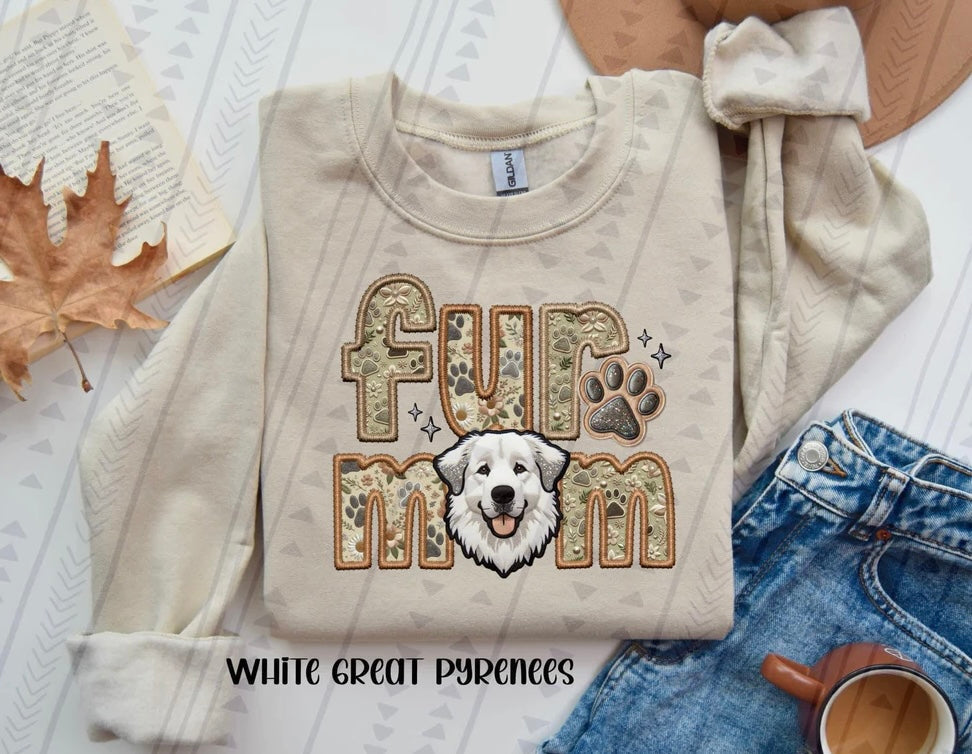 Fur Mom White Great Pyrenees Dog Sweatshirt - Natural Stone-Sweatshirt-Carolyn Jane's Jewelry