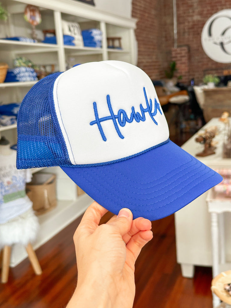 Hawks Trucker Hat - White and Royal-Hat-Carolyn Jane's Jewelry