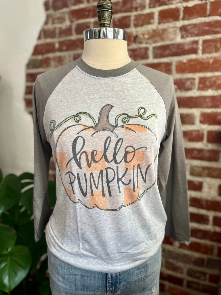 Hello Pumpkin Raglan T-Shirt-T-Shirts-Carolyn Jane's Jewelry