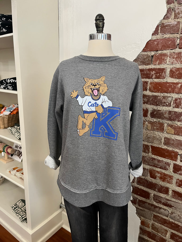 Kentucky Cool Cat Sweatshirt - Grey-Sweatshirt-Carolyn Jane's Jewelry