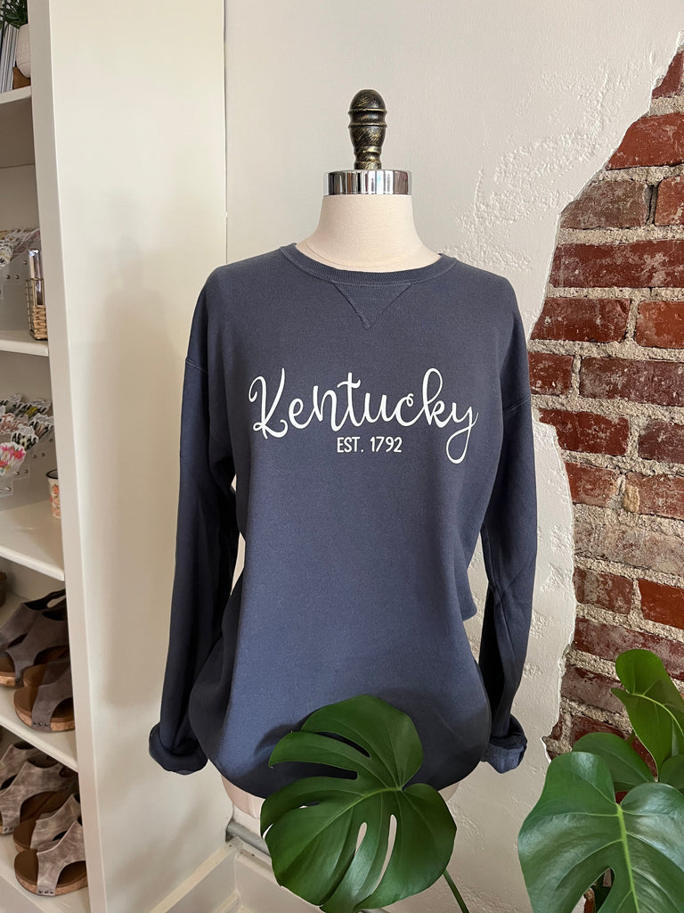 Kentucky Est. Comfy Sweatshirt in Slate-Sweatshirt-Carolyn Jane's Jewelry