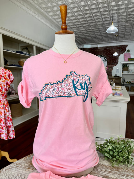 Kentucky Summer Floral T-Shirt - Cotton Candy-T-Shirt-Carolyn Jane's Jewelry