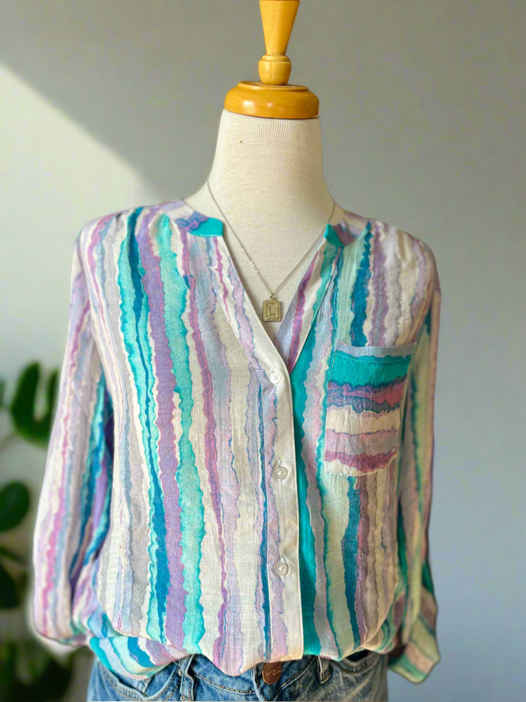 Leslie Button Front Blouse-blouse-Carolyn Jane's Jewelry