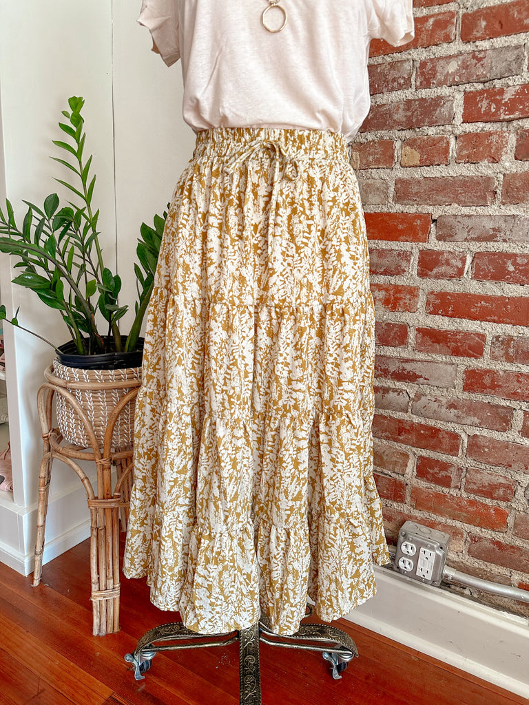 Lora Tiered Skirt - Mustard-Skirt-Carolyn Jane's Jewelry