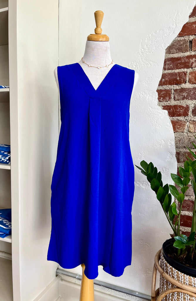 Marley V-Neck Sleeveless Dress - Royal Blue-Dress-Carolyn Jane's Jewelry