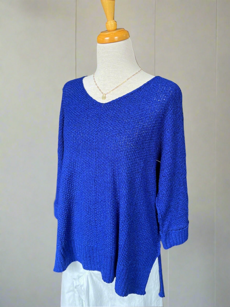 Penny Simple Chic V-Neck Sweater - Royal Blue-sweater top-Carolyn Jane's Jewelry