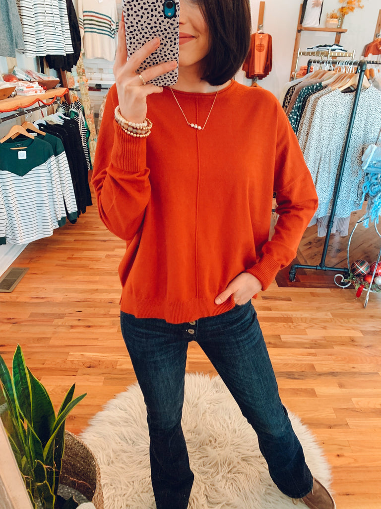 Petite Butter Soft Sweater in Pumpkin-sweater-Carolyn Jane's Jewelry