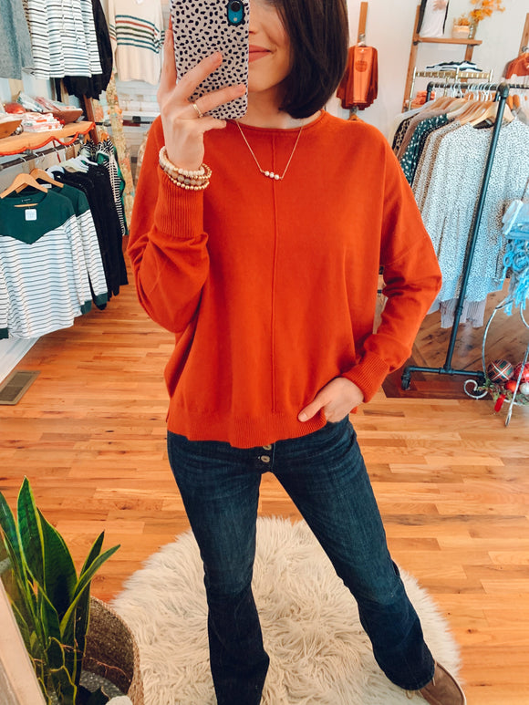 Petite Butter Soft Sweater in Pumpkin-sweater-Carolyn Jane's Jewelry