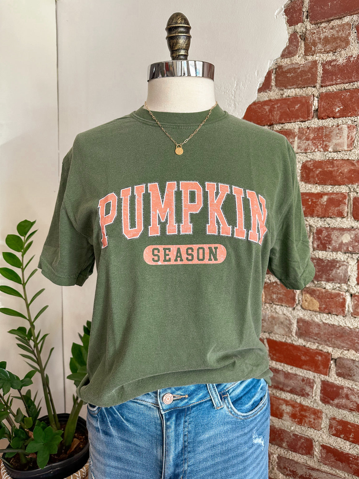 Pumpkin Season T-Shirt - Vintage Olive-T-Shirt-Carolyn Jane's Jewelry