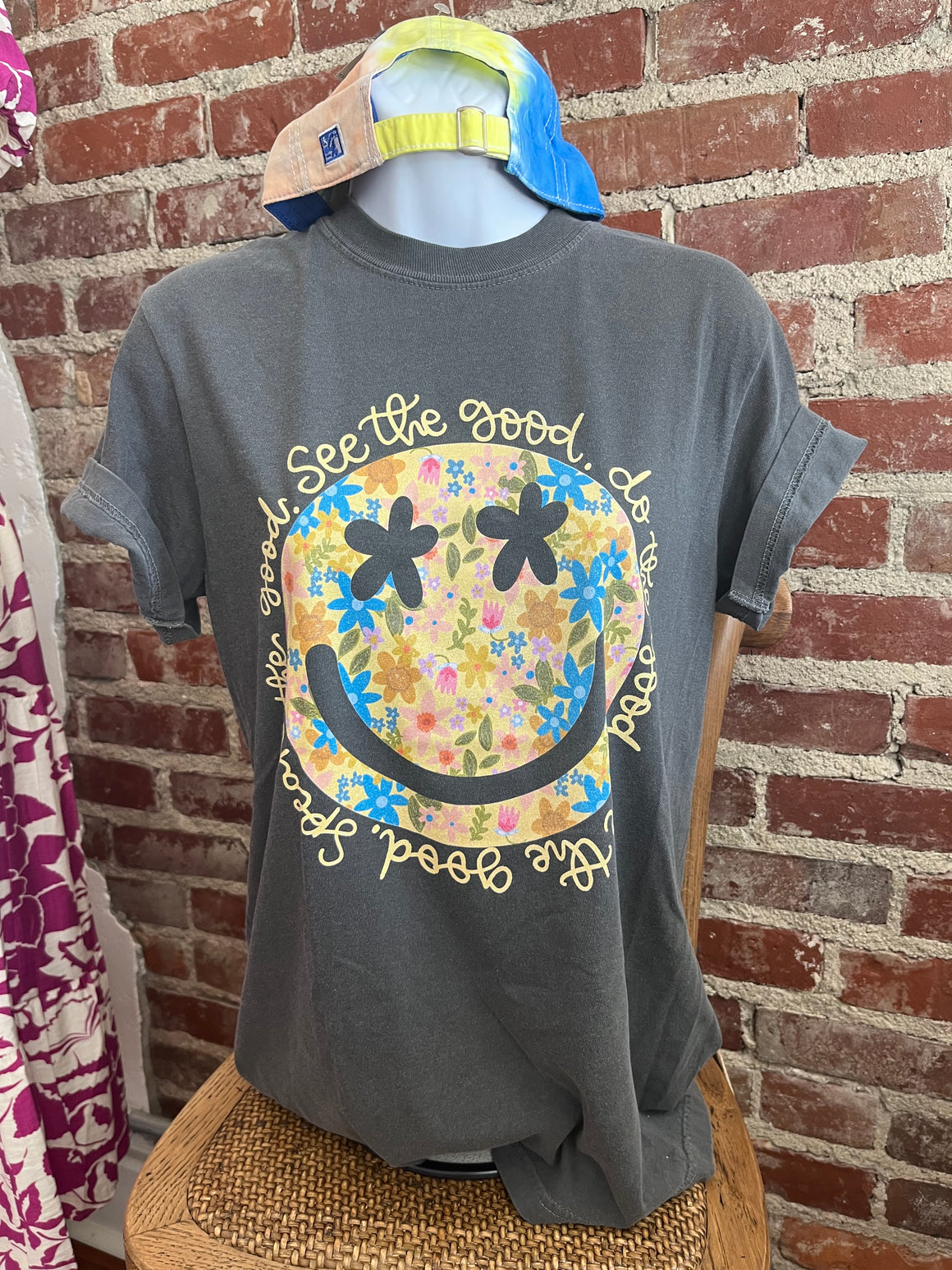 See The Good Do The Good Smiley Tee - Grey-T-Shirt-Carolyn Jane's Jewelry