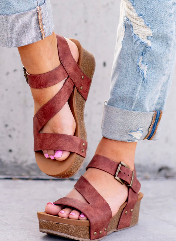 Very G Shayne Wedge Sandal - Rust-sandals-Carolyn Jane's Jewelry