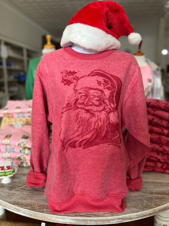 Vintage Santa Inside Out Sweatshirt - Red-Sweatshirt-Carolyn Jane's Jewelry