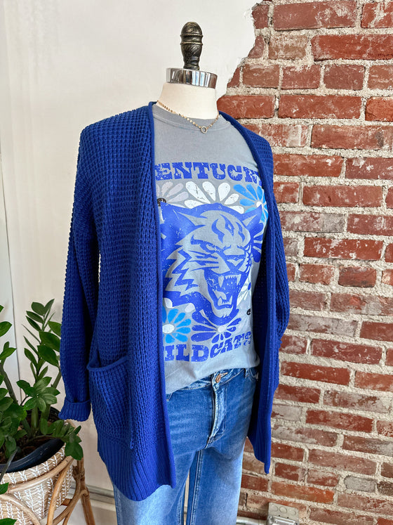 Waffle Cardigan in Royal Blue-Cardigan-Carolyn Jane's Jewelry