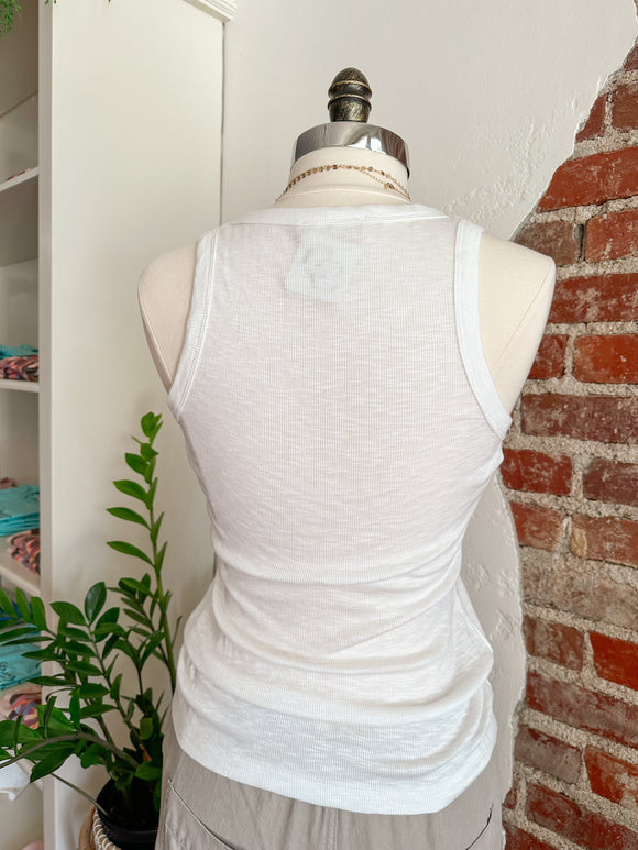 Whitney Racer Back Ribbed Tank - White-Tank top-Carolyn Jane's Jewelry
