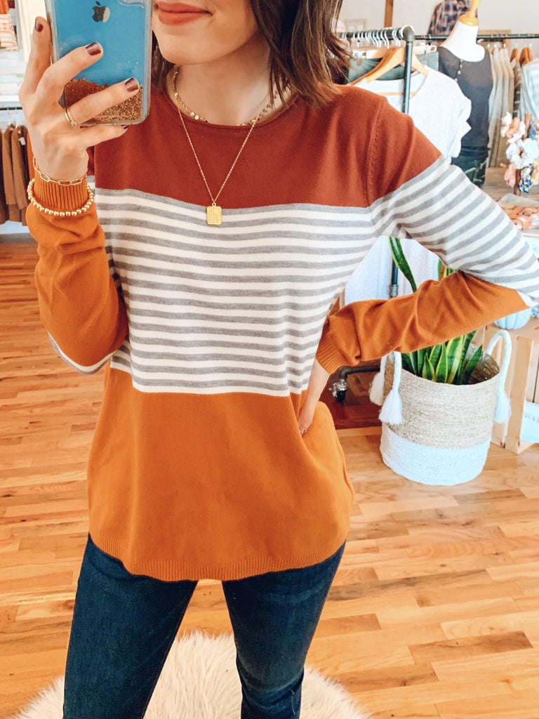 Autumn Color Block Light Weight Sweater-sweater-Carolyn Jane's Jewelry
