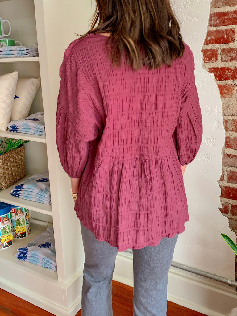Cecilia Textured Top in Plum-Carolyn Jane's Jewelry