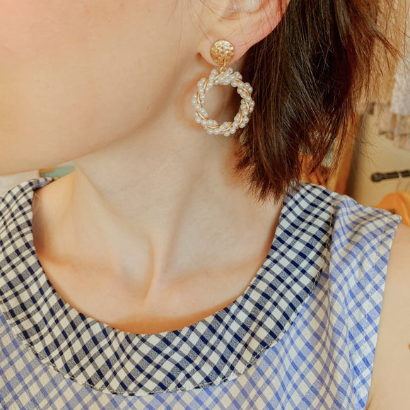 Classic Pearls Twisted Hoop-Earrings-Carolyn Jane's Jewelry