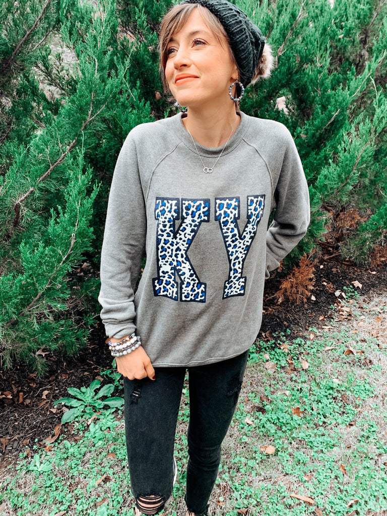 Cozy KY Leopard Sweatshirt-Carolyn Jane's Jewelry