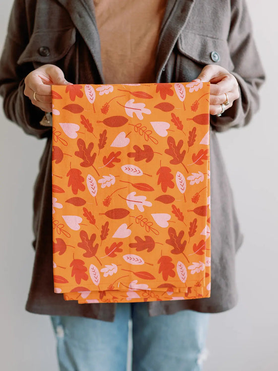 Full Pattern Leaves Fall Flour Sack Kitchen Towel-Carolyn Jane's Jewelry