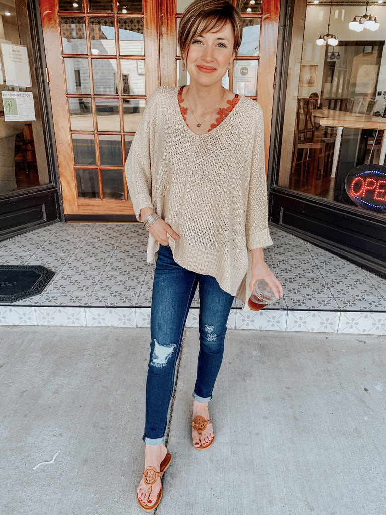 Happy Days Sweater in Oatmeal-Carolyn Jane's Jewelry